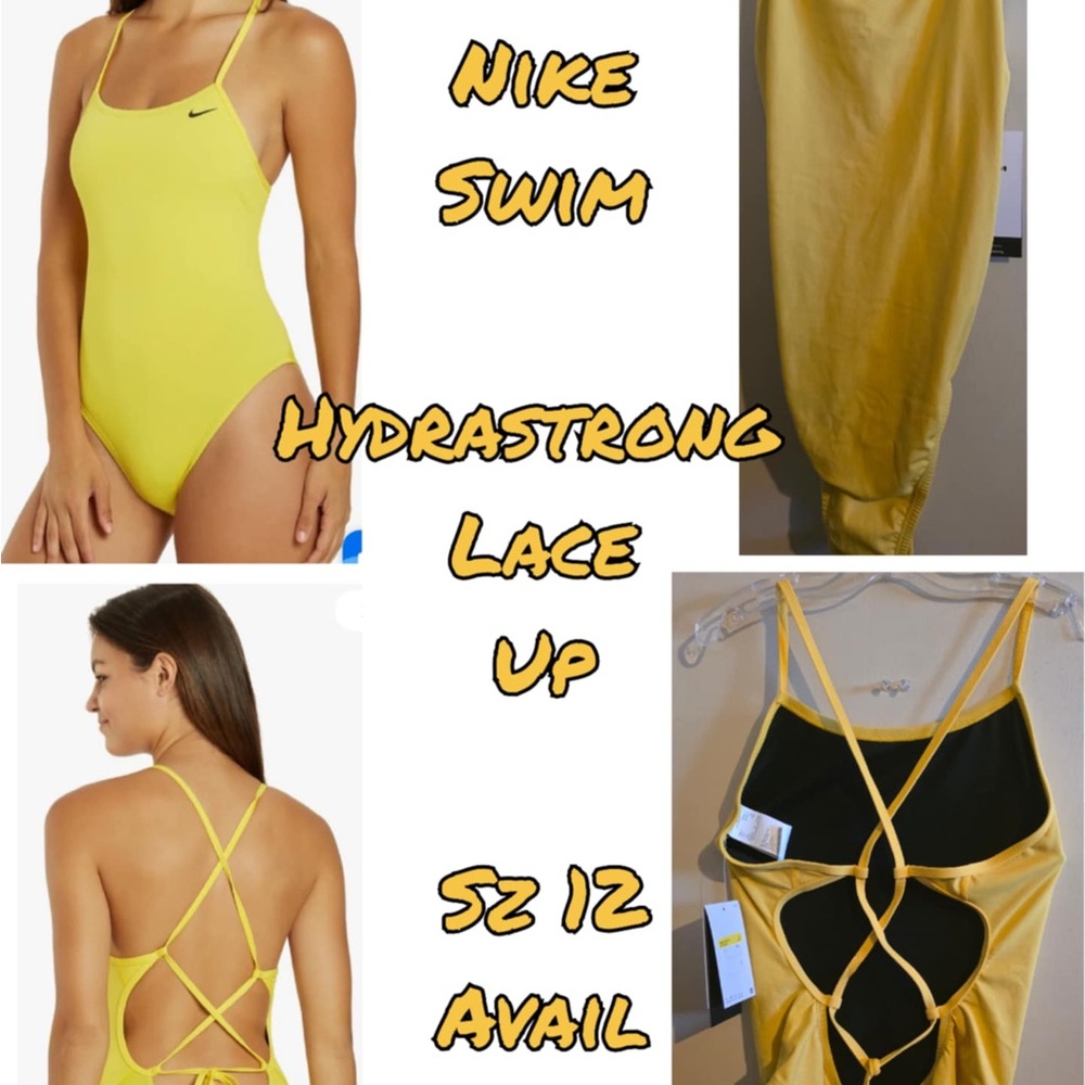 Nike Yellow Lace-Up Hydrastrong One-Piece Swimsuit